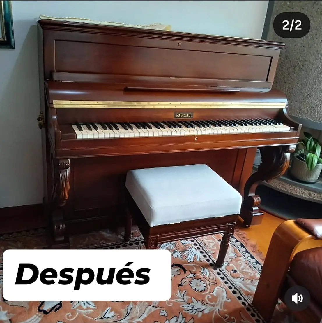 Piano vertical después de restauración